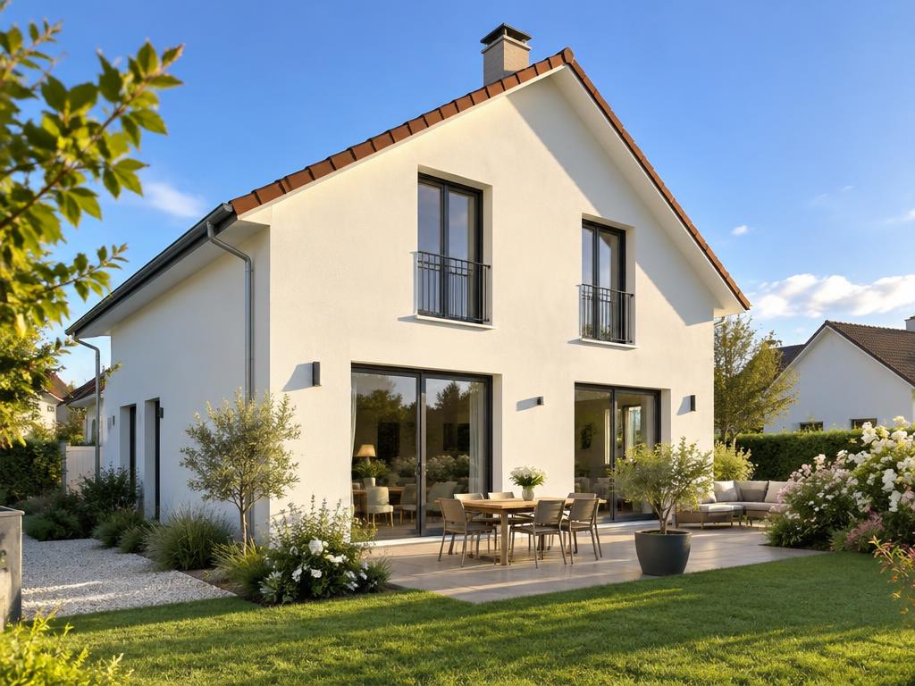 Maison rénovée avec jardin, vue d'ensemble après travaux